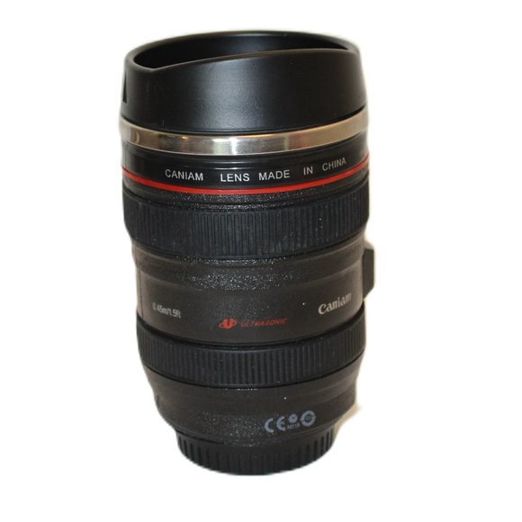 Canon Caniam Camera Zoom Lens Coffee Mug Black 16 Oz - Picture 1 of 5